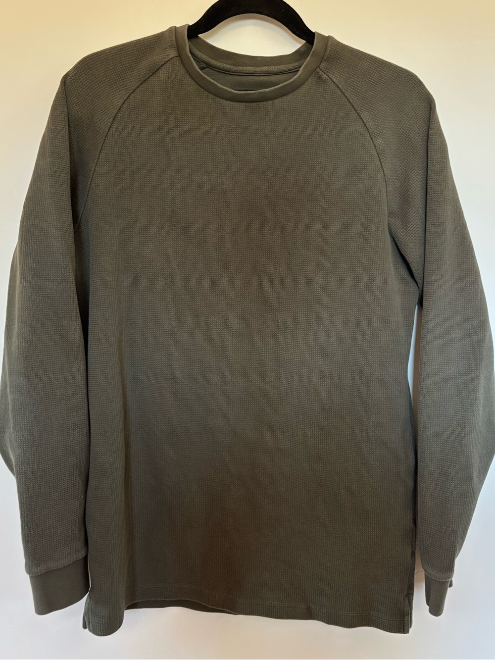 Tailored Athlete Long Sleeve Waffle Knit Crewneck Sweatshirt - Olive A14